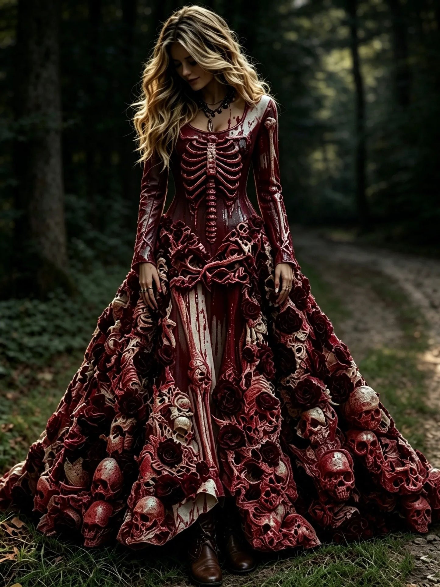 Women's Retro Halloween Style Skull Print Dress