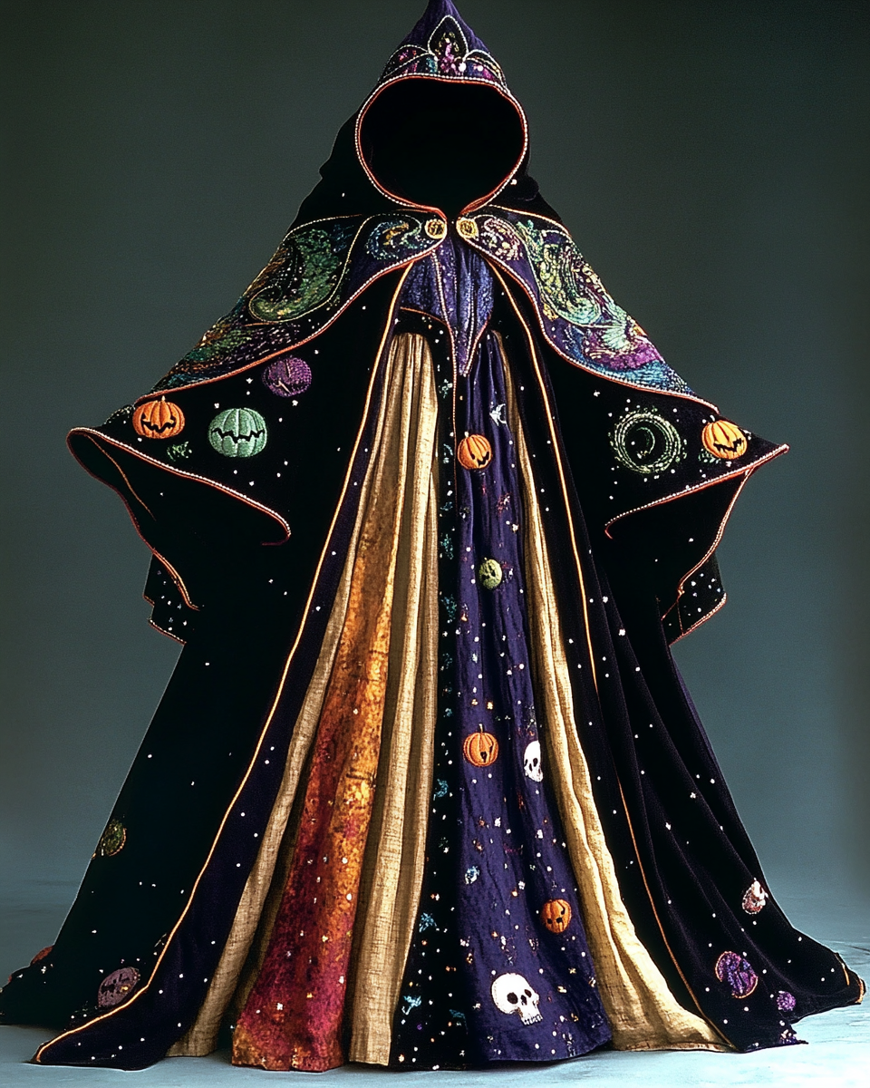 Halloween Theme Party Dark Loose Wide-Sleeved Cape c27a