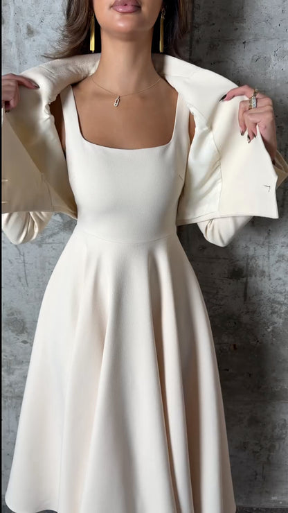 Sleeveless Dress & Cropped Blazer Co-Ord Set