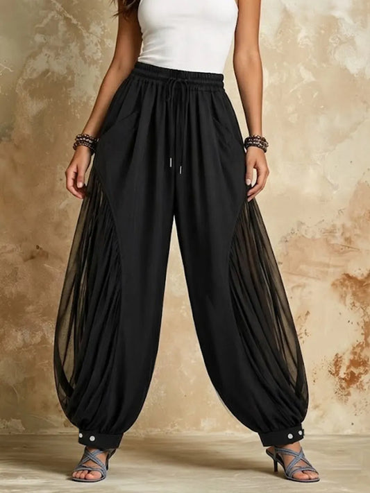 Casual Linen And Cotton Spliced chiffon Lantern Pants