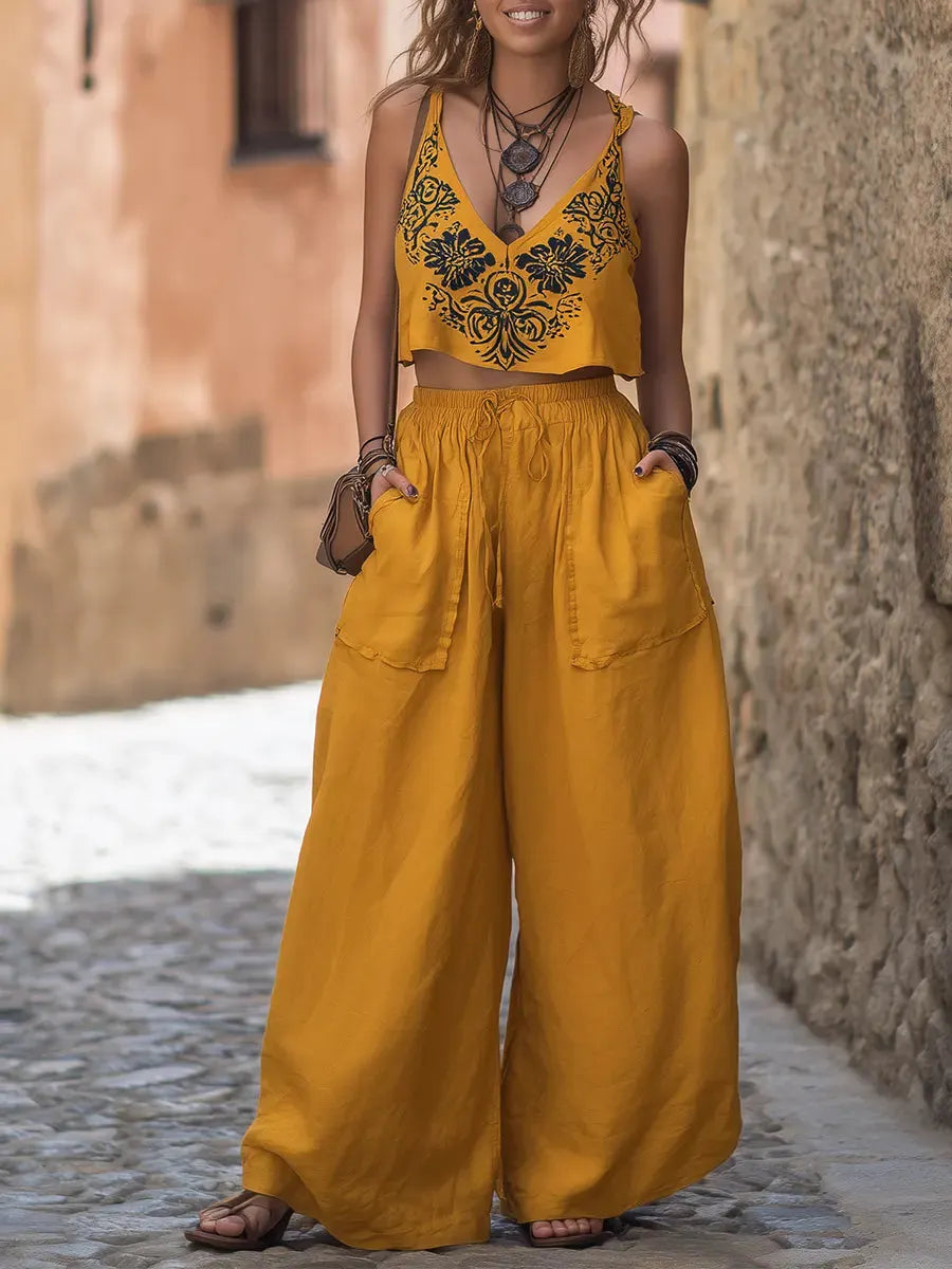 Bohemian Sunshine Linen Two-Piece Set