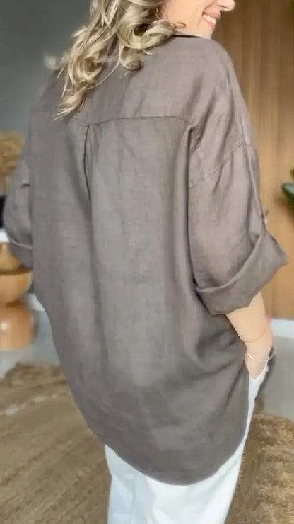 Linen Oversized Button-Down Shirt