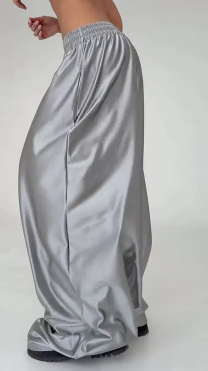 Women's Lace-Up Loose-Fitting Comfortable Smooth Trousers