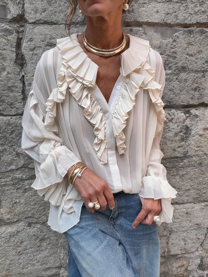Ruffle Tiered Long Sleeve Blouse