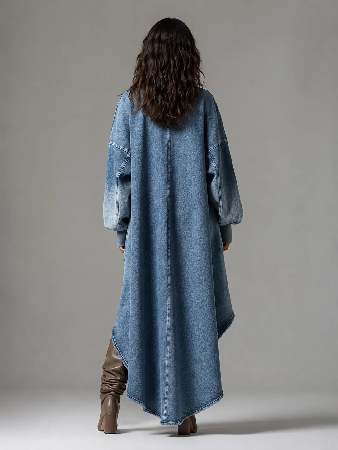 Oversized Denim High‑Low Dress