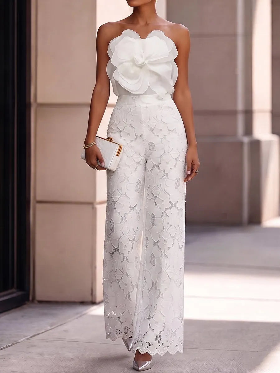 Resort Wear Elegant Romantic Floral Two-piece Set
