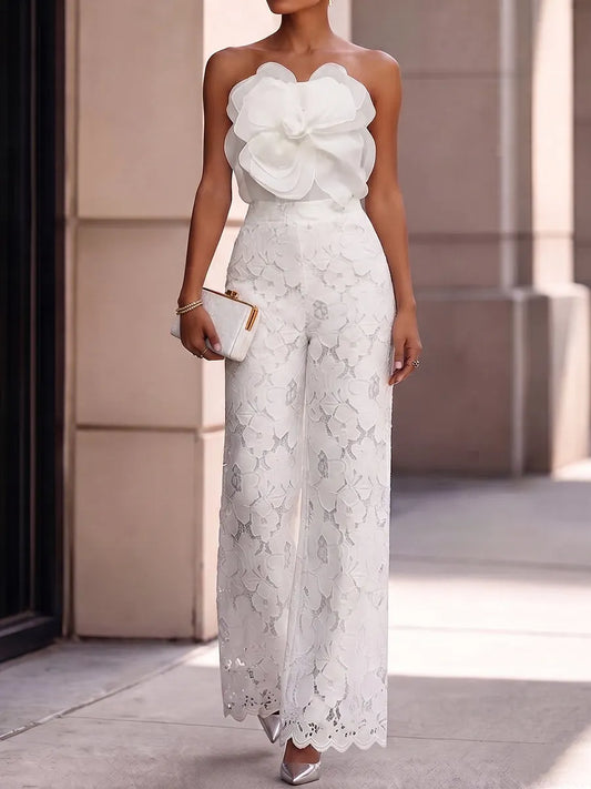 Resort Wear Elegant Romantic Floral Two-piece Set