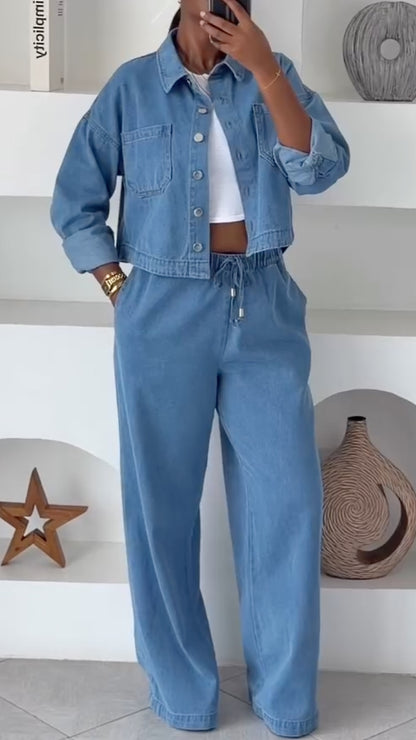 Light Blue Denim Two-Piece Set