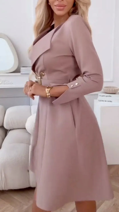 Double Breasted Belted Midi Dress