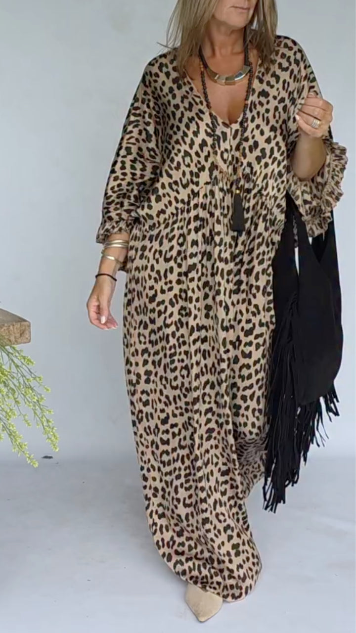 Leopard Print Kaftan Dress