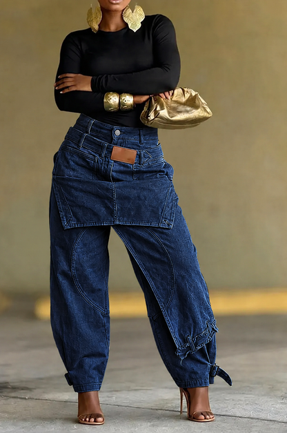 Olive Green Multi-Pocket Cargo Barrel Pants
