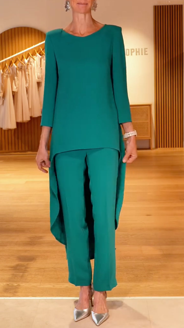 Coral Layered Tunic & Wide Leg Pants Co-Ord Set