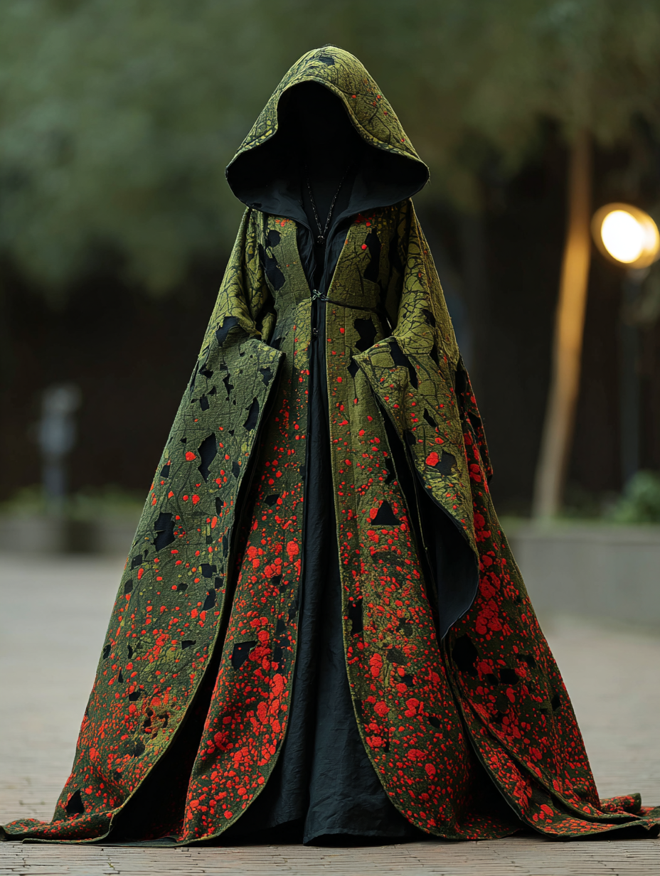WOMEN'S HALLOWEEN PARTY CONTRAST COLOR LOOSE WIDE SLEEVE CAPE DRESS 5a7e