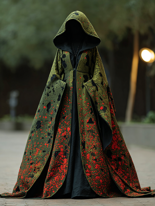 WOMEN'S HALLOWEEN PARTY CONTRAST COLOR LOOSE WIDE SLEEVE CAPE DRESS 5a7e