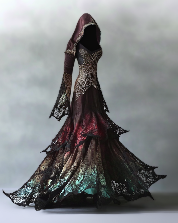 Women's Elegant Contrast Cape Dress a627