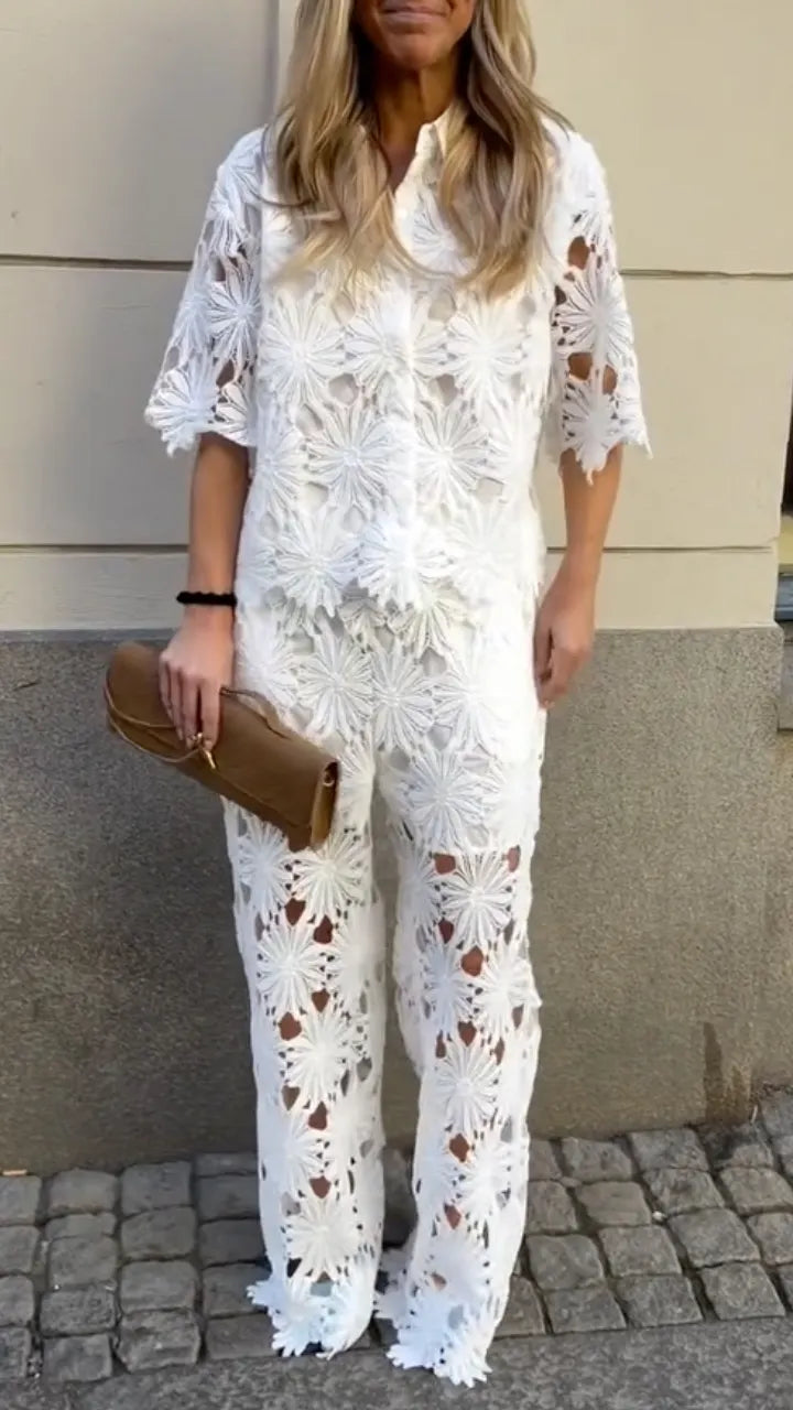 White Floral Lace 2-Piece Set