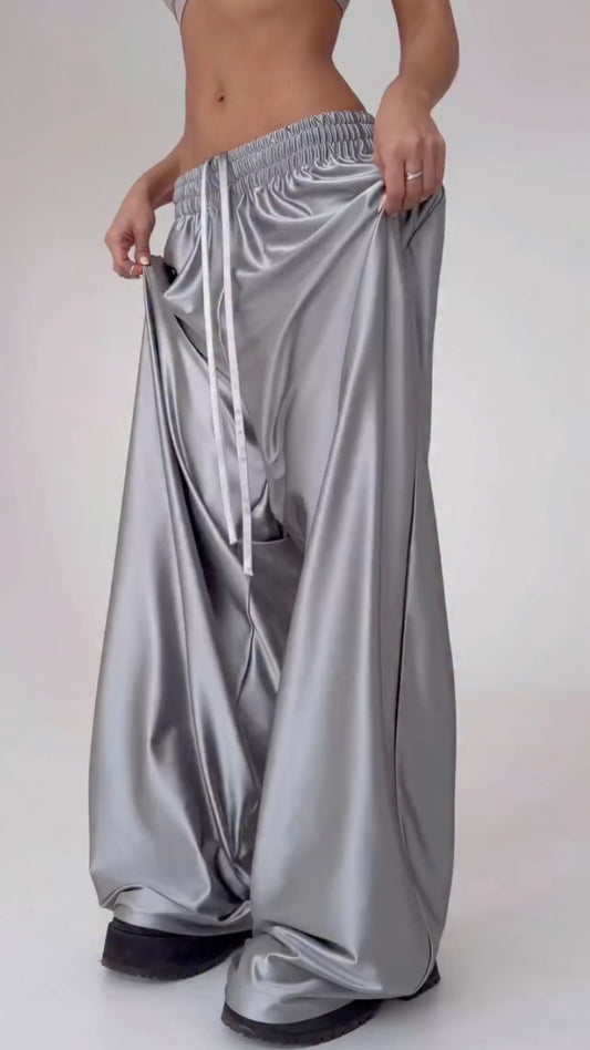 Women's Lace-Up Loose-Fitting Comfortable Smooth Trousers