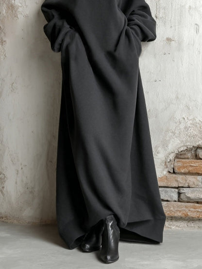 Black Off-shoulder Sweatshirt Maxi Dress