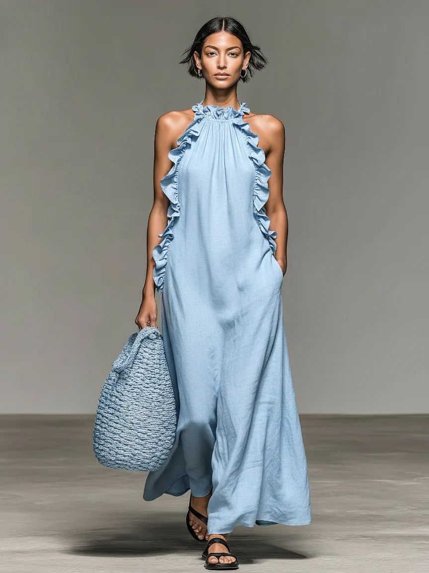 Linen Blend Sleeveless Summer Dress