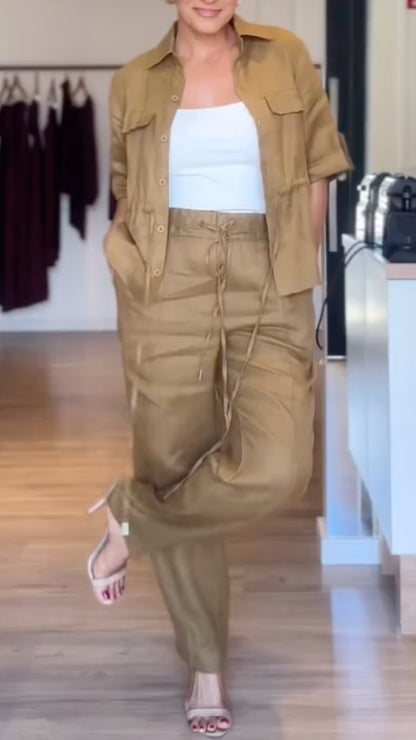 Khaki Linen Utility Set