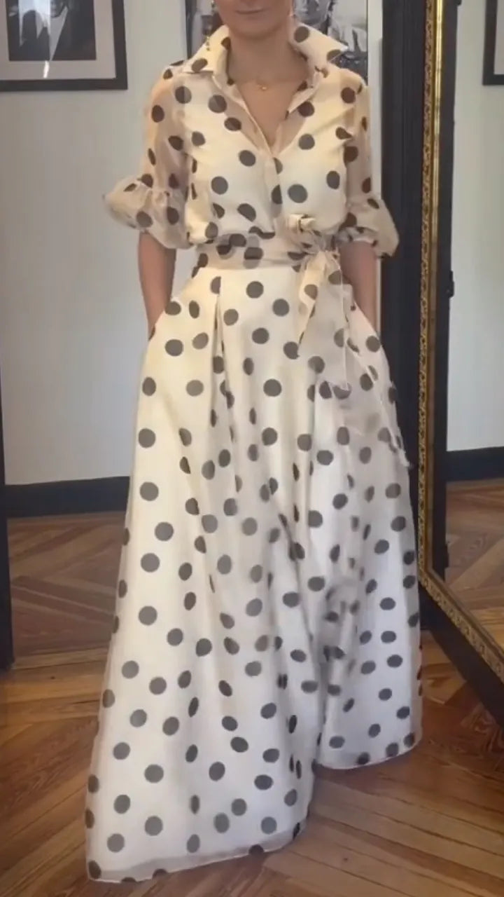 Polka Dot Shirt Maxi Dress