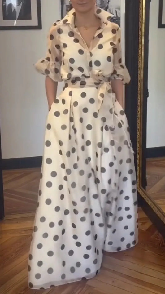 Polka Dot Shirt Maxi Dress