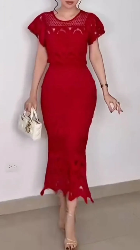 Short Sleeve Lace Bodycon Dress for Cocktail Party