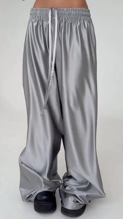 Women's Lace-Up Loose-Fitting Comfortable Smooth Trousers