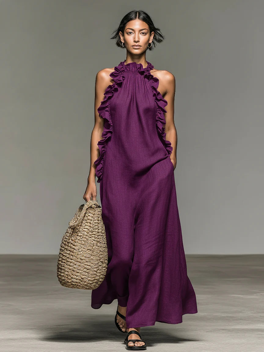 Linen Blend Sleeveless Summer Dress