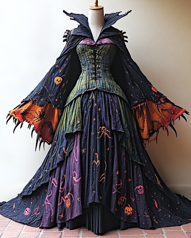 Halloween Theme Party Dark Loose Wide-Sleeved Cape Dress ea9a