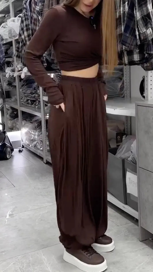 Crop Top & Wide Leg Pants Co-Ord Set
