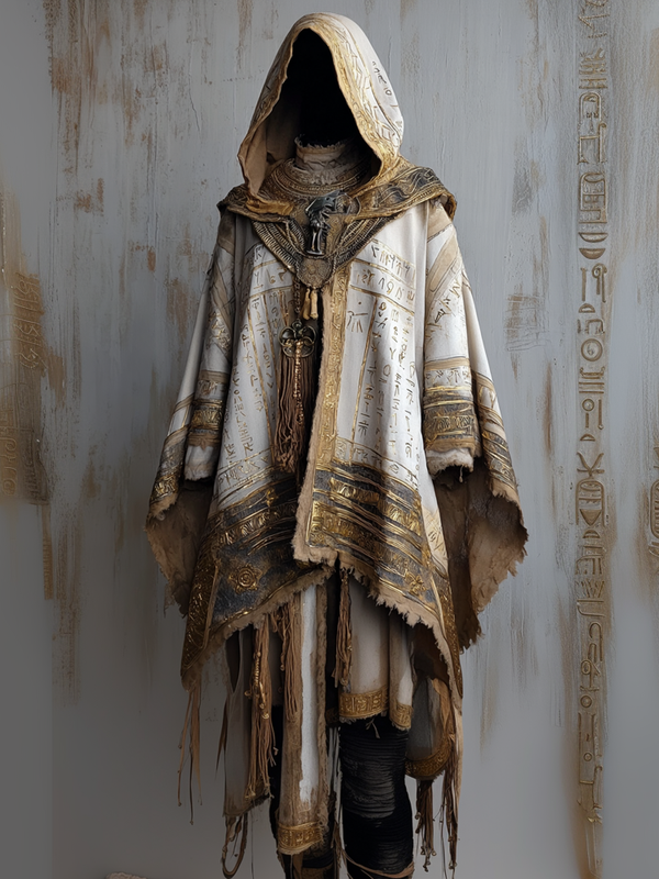 Retro hooded gorgeous contrast color cape dbf1