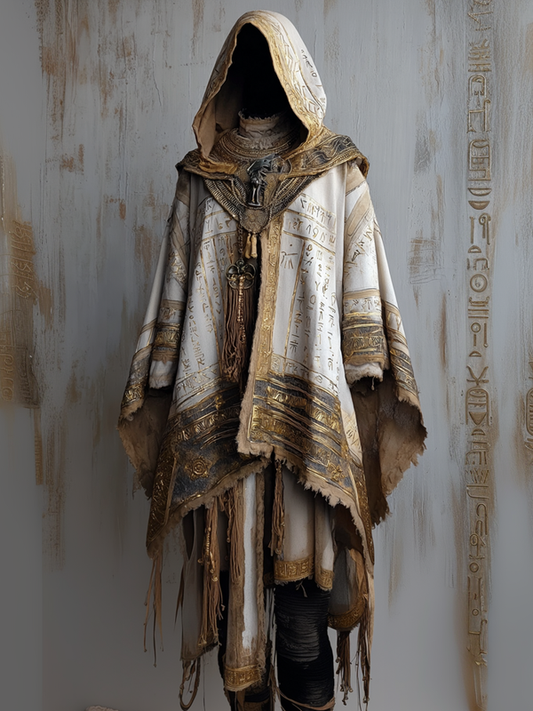 Retro hooded gorgeous contrast color cape dbf1