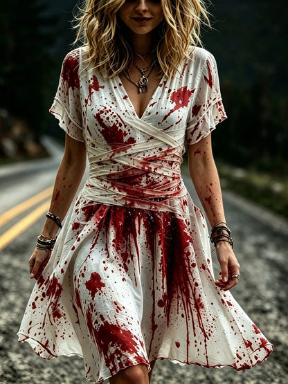 Women's Retro Halloween Style Printed Dress