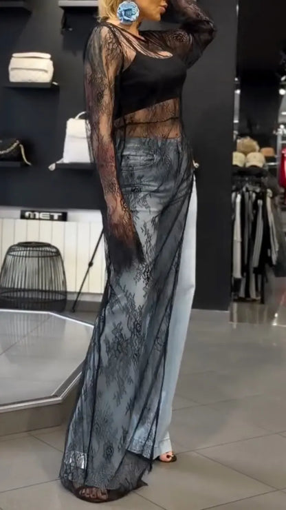 Women's Lace Irregular Long Fashion Top