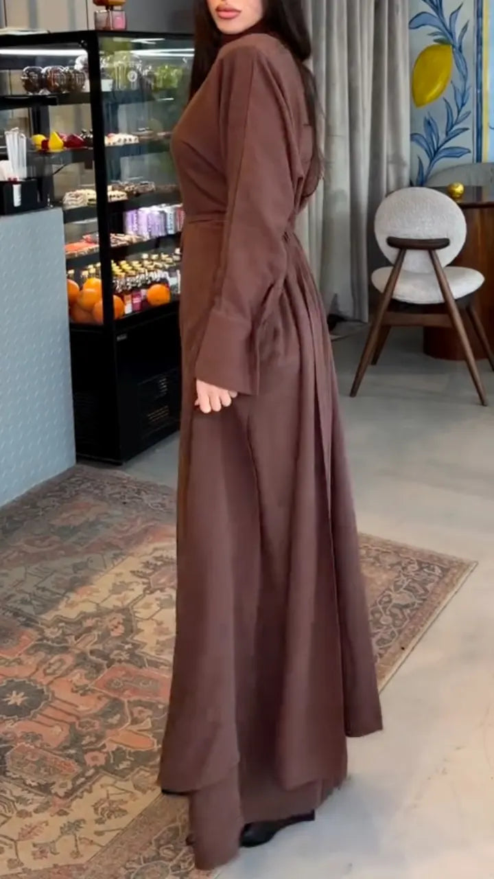 Mock Neck Long Sleeve Top & Wide Leg Pants Co‑Ord Set