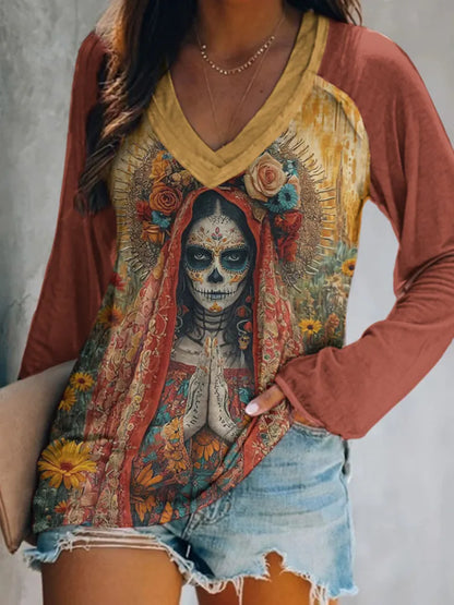 Mexican Day Of The Dead Art Print Cotton T-Shirt
