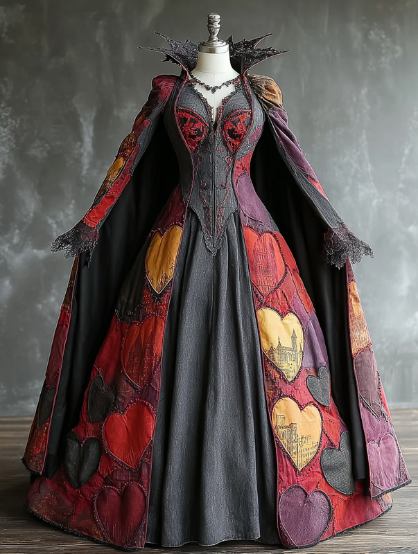 WOMEN'S HALLOWEEN PARTY CONTRAST COLOR LOOSE WIDE SLEEVE CAPE DRESS e97b
