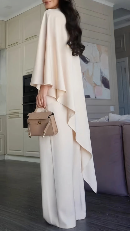 Cape Sleeve Asymmetrical Tunic & Pants Suit