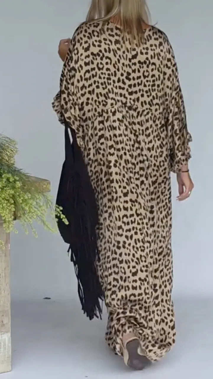 Leopard Print Kaftan Dress