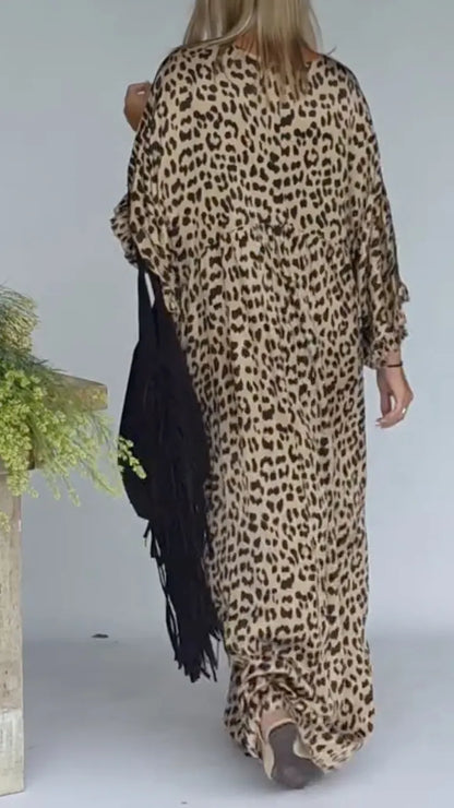 Leopard Print Kaftan Dress