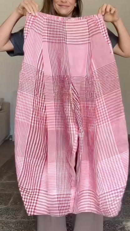 Pink Patchwork Gingham Balloon Pants