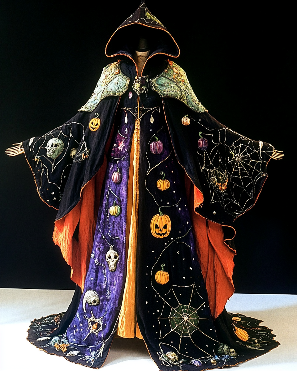 Halloween Theme Party Dark Loose Wide-Sleeved Cape 7494