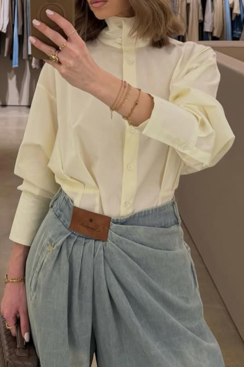 Light Blue Wrap Waist Wide Leg Jeans