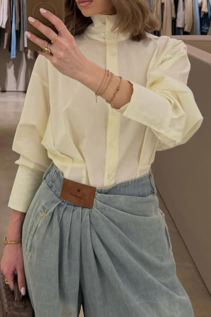 Light Blue Wrap Waist Wide Leg Jeans