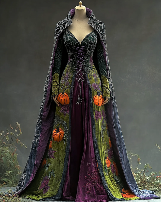 Women's Halloween Contrast Cape Dress 2dca