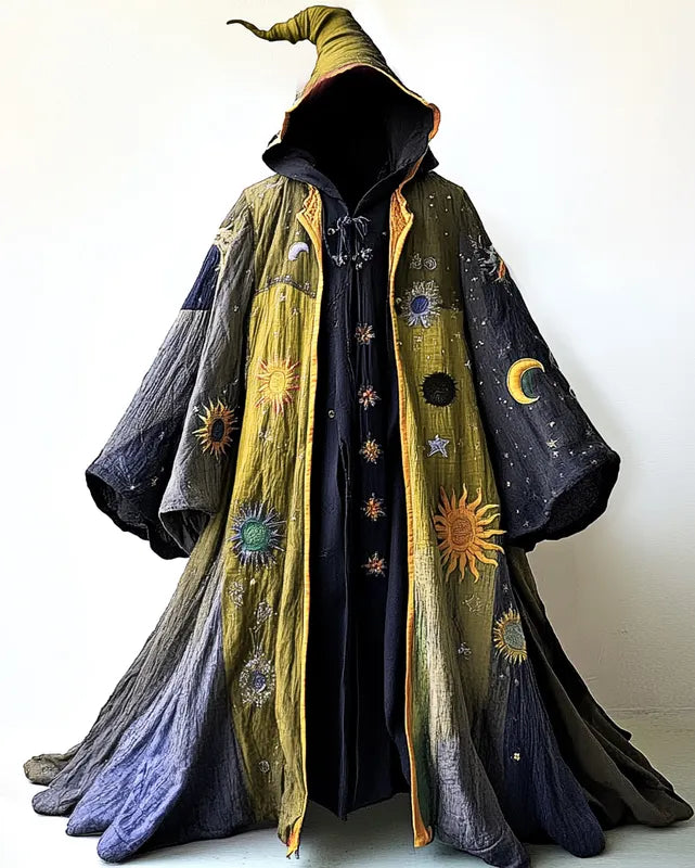 Stars and Moon Embroidered Rainbow Contrast Cape  9743