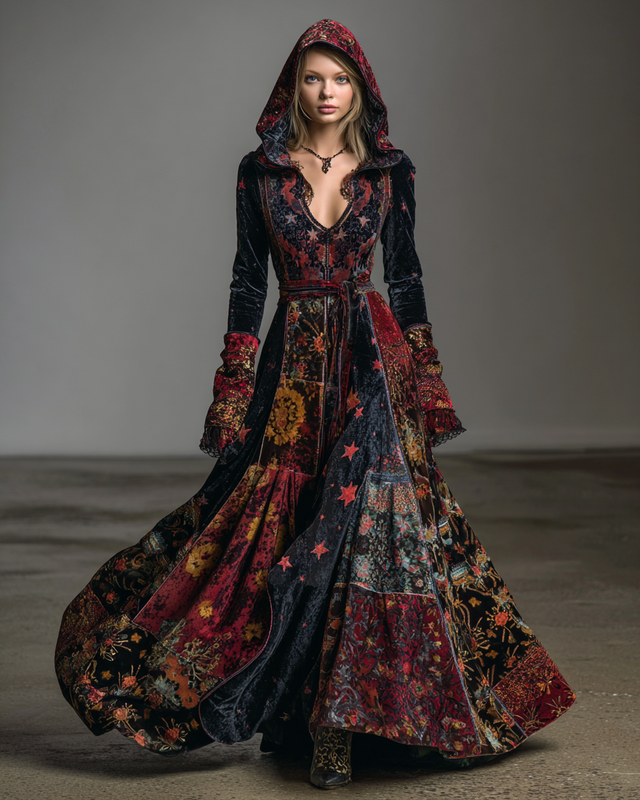Women's Velvet Slim-Fit Long Dress  8147