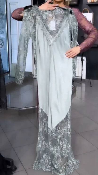 Women's Cut-out Lace Cover-up & V-Neck Inner Dress Set