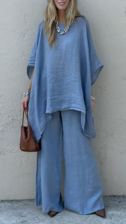 Dusty Blue Linen Oversized Co-Ord Set